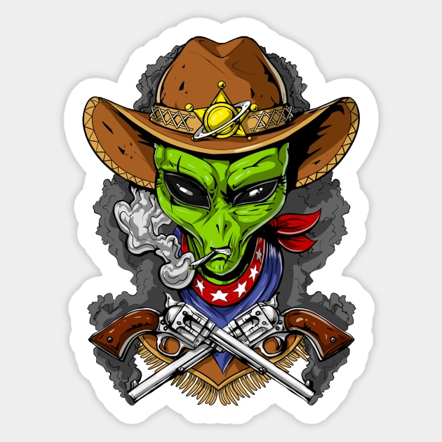 Space Alien Cowboy Sticker by underheaven